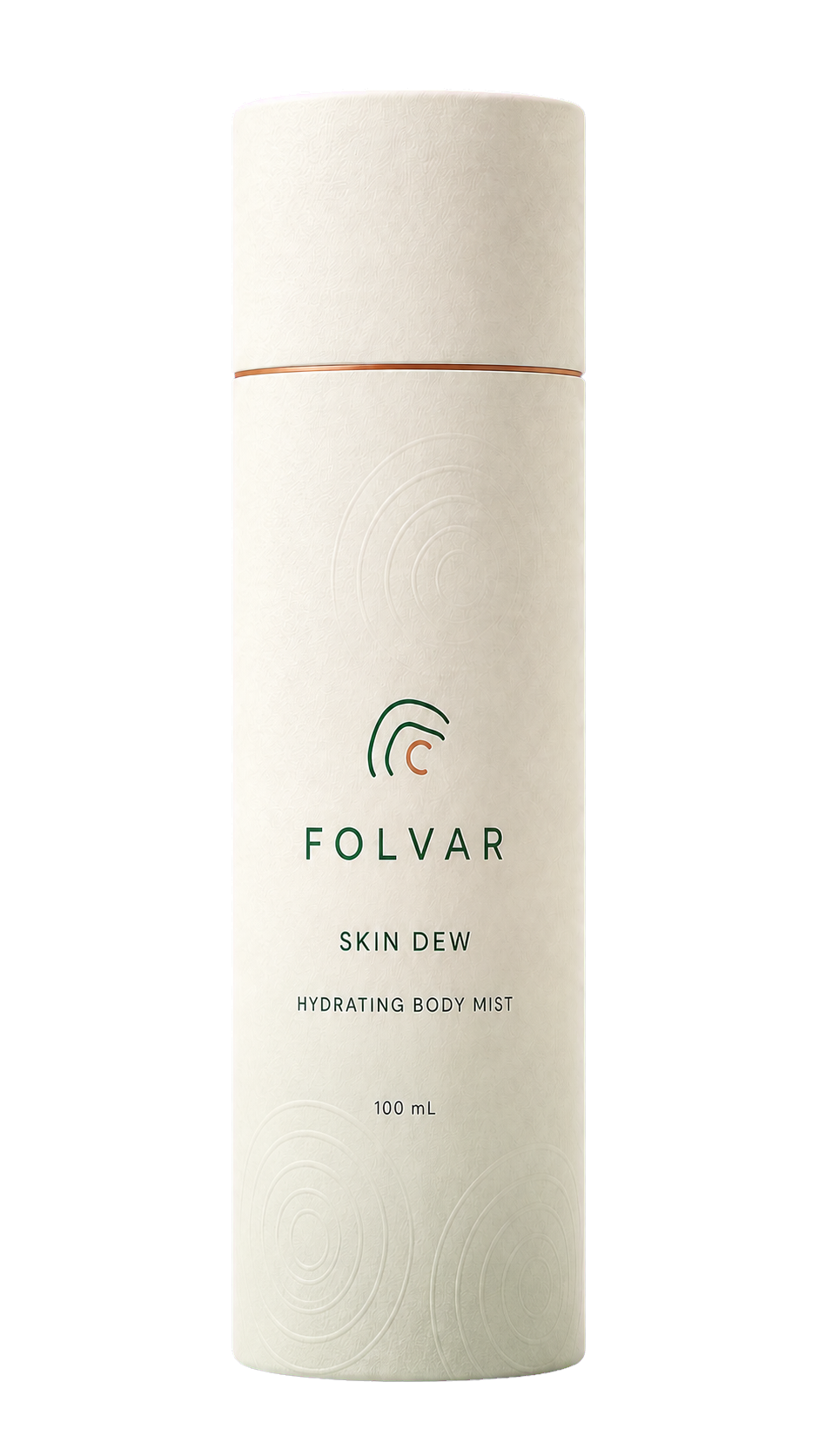 Folvar Skin Dew hydrating body mist in a slim cosmetic paper can